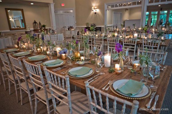 The reception room all set-up for dinner.