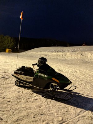 Kiddie snowmobile.