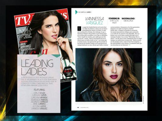 Supersonix Media places Emmy Nominated Actresss Vannessa Vasquez as a Leading Lady in the Hispanic Magazine TV y Novelas (September Edition)