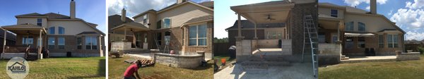 Covered patio addition and stone work.