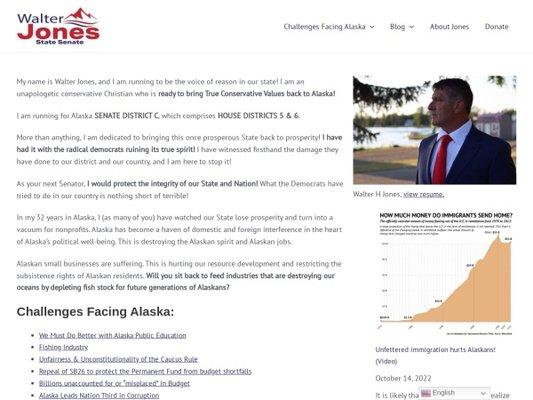 Jones for Alaska website