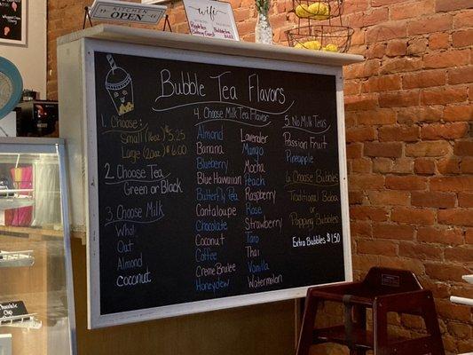 Bubble Teas menu