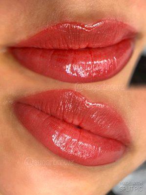 Lip blushing adds a touch of color to the lips. The color will heal 30-50% lighter and softer. Leaving you with the most natural tinted lip