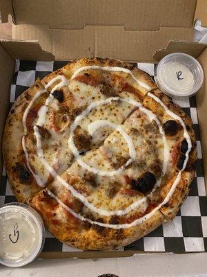 Build Your Own Pizza (spicy sausage and pepperoni with ranch drizzle)