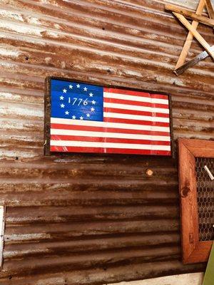 Large wood crafted flag