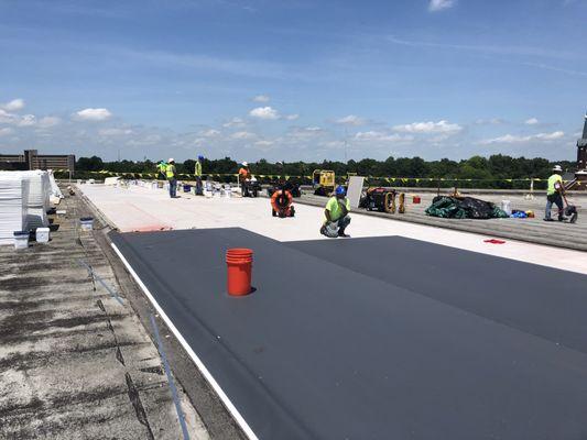 Installation of new roof system - 140,000 square feet Sarnafil PVC Roof System at Rupp Arena in Lexington, KY