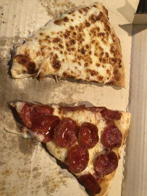 Regular slice and Pepperoni slice