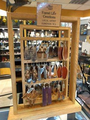 Not just rocks here! They also have locally made wood jewelry.