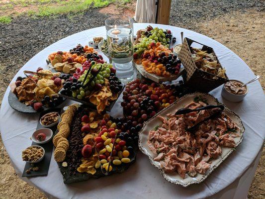 Catered display table at wedding in Athens Ga