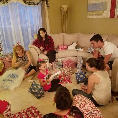 Opening Christmas gifts