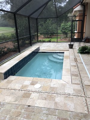 Recently renovated pool coping and tile.