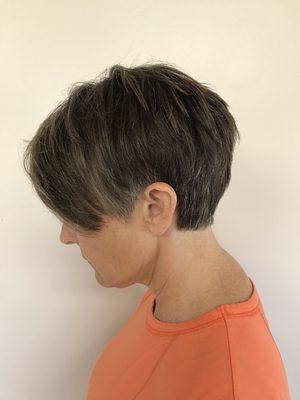 Easy to style pixie. Add a little product and go.