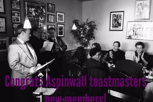 Aspinwalls award winning Toastmaster's club!