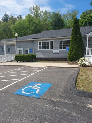 Handicapped parking in front of the building