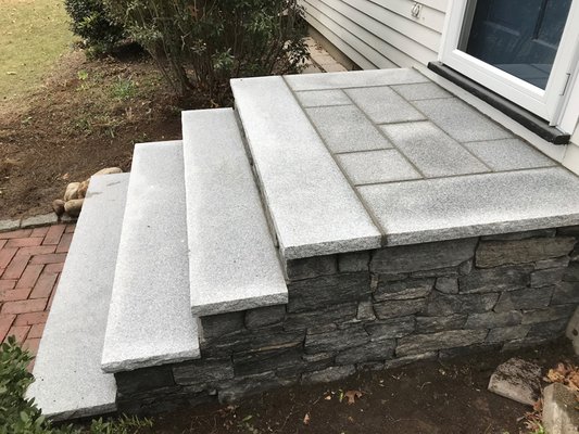 Granite Steps with Custom Stone Veneer