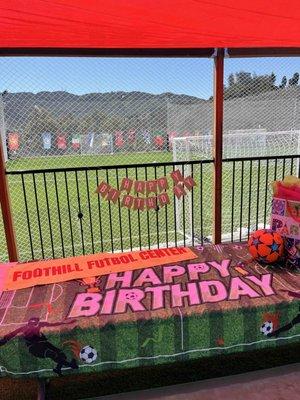 Celebrate your Birthdays /Events / Parties at Foothill Futbol!!!  
 New reserved Party area w/ sport field view.  Contact us for more info.