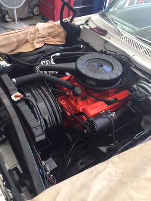 Complete aftermarket air conditioning installation engine reseal engine bay paint and interior work. 1962 Impala.