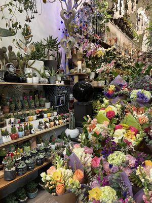 Succulents and fresh flower bouquets galore when you enter