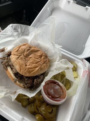 Chopped brisket sandwich