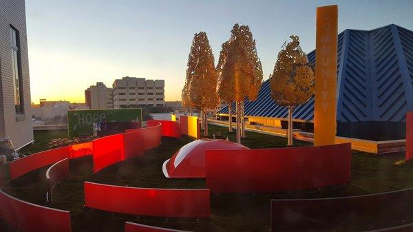 Sunset on the rooftop of Cook Children's Hospital