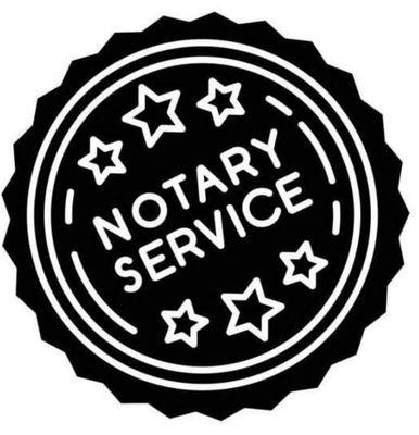 Black and white notary service stamp with stars