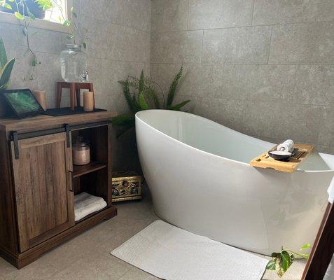 Our gorgeous and generous private soaking tub.