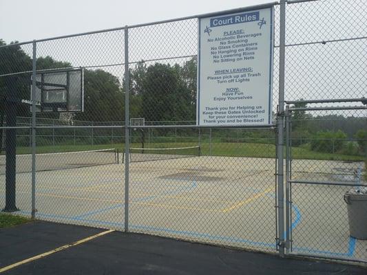 Basket ball and Tennis courts behind church