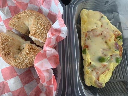 Omelette meal comes with a bagel!