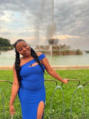 Me standing in front of the Clarance F. Buckingham Fountain in Downtown Chicago. Picture was shot on my engagement day.