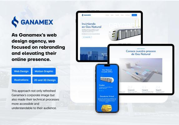 As Ganamex's web design agency, we focused on rebranding and elevating their online presence.