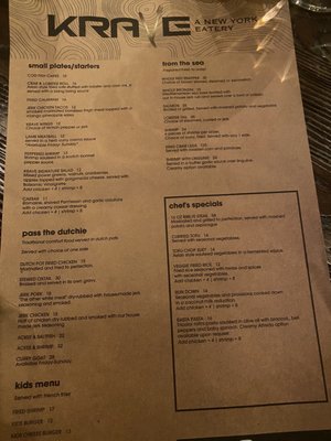 Krave menu