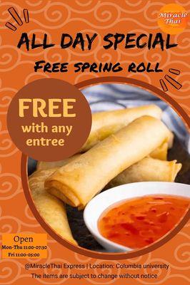 Free spring roll special