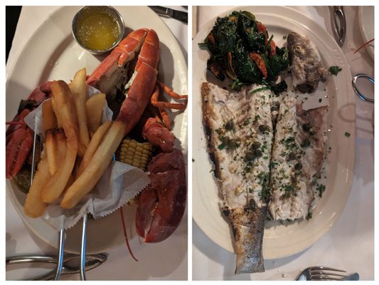 1&1/4 lb lobster and grilled branzino.