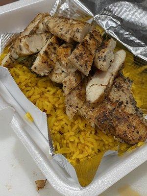 Chicken Tender Combo -Grilled Chicken with a side of rice.