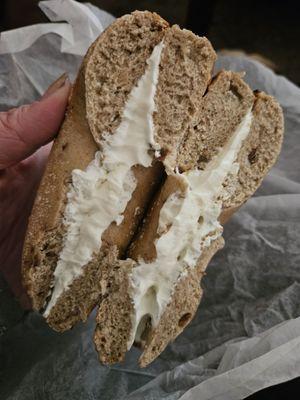 Cinnamon raison bagel with regular smear