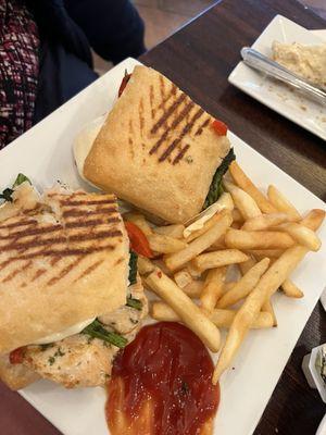 Grilled chicken, broccoli rabe panini