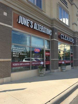 Exterior of June's Alterations and Cleaners.