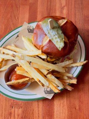 Beyond burger with fries