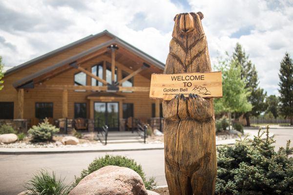 "Welcome to Golden Bell" - The first sight you see when driving up to our main lodge!