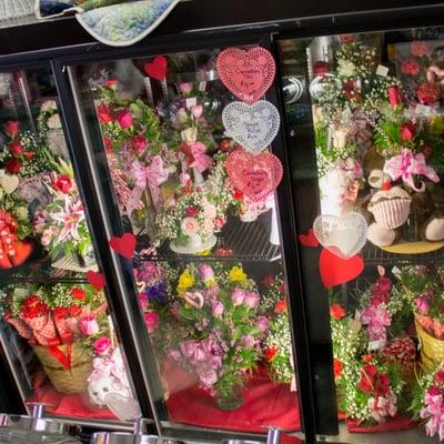 The cooler stuffed full of flowers for Valentine's Day 2016