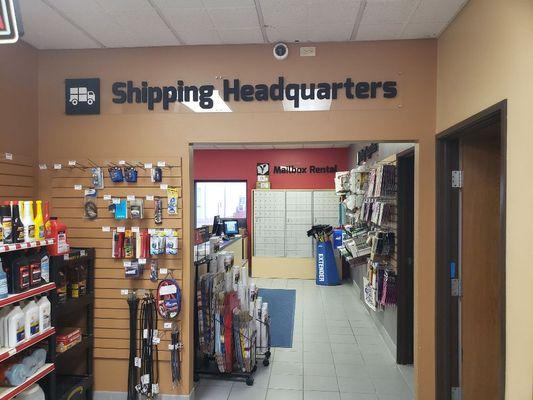 Inside Entrance To Mail & Shipping Pros, Inside Shell Cyclone Express Mart.