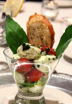 Caprese cocktail with balsamic caviar