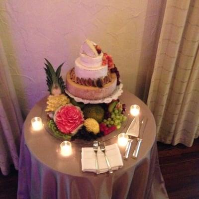 A beautiful, delicious & very creative  Wedding Cheese cake with fruit made by our great chef.