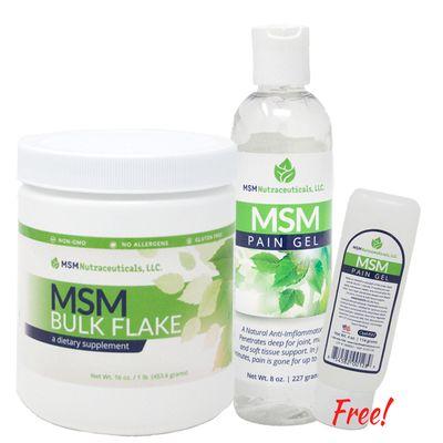 MSM Flake for oral and MSM Gel for topical & 1 4 oz FREE