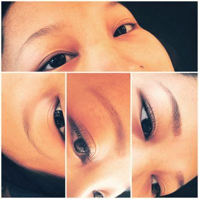 Classic textured lash extensions with Brow tint