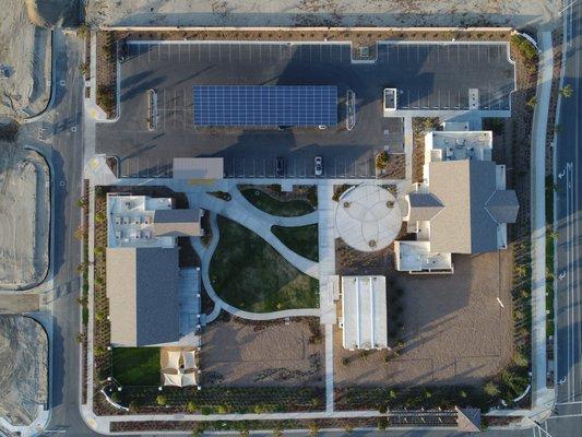 Truck Bed Studios's aerial photography service for A-C Electric Company's solar installation at Trinity Anglican Church, Bakersfield, CA