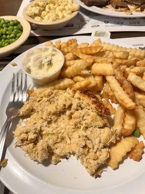 The inside of the crab cake...