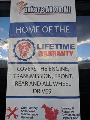 Buy with confidence! Your vehicle will come with a lifetime warranty at no additional cost.