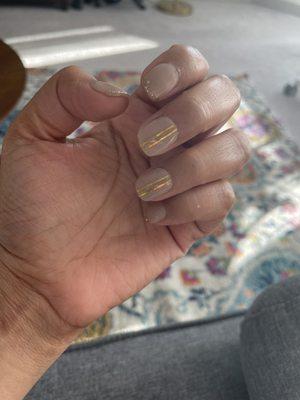 Dip nude nails with a hint of gold