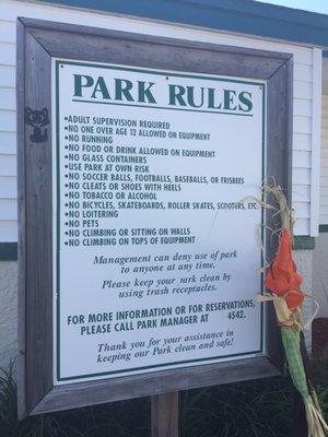 The park rules.